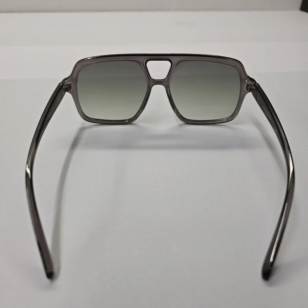 NEW Retro Oversized Square Aviator Sunglasses Smoke Grey Transparent Frame 80976